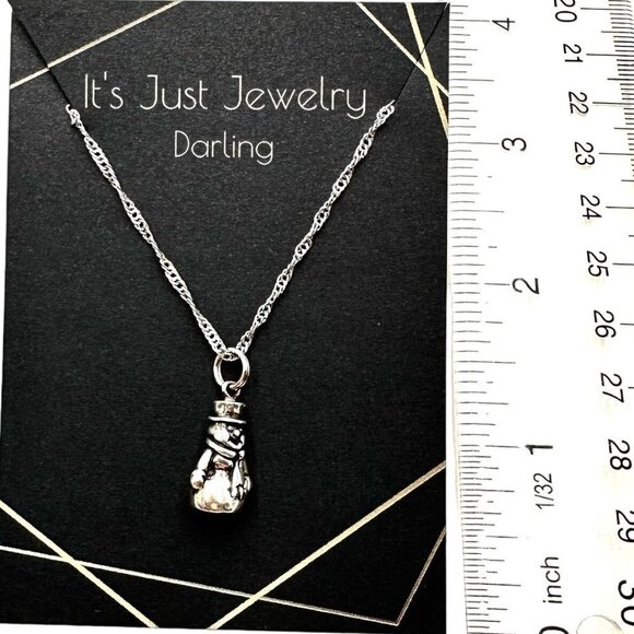 Sterling Silver Womans Necklace Snowman Pendant Winter Holiday Gift Idea - Picture 3 of 3